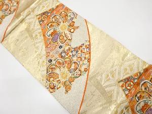 捻じり花に鶴・古典柄織り出し袋帯